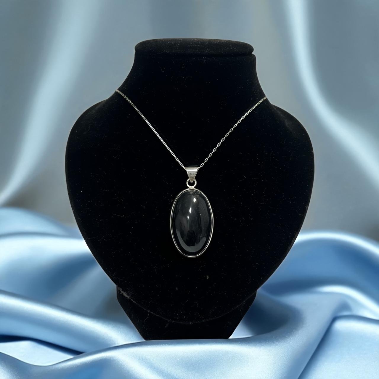 Colgante Obsidiana Terciopelo En Plata 950
