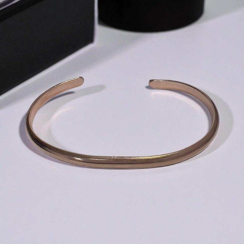 Pulsera Artesanal De Cobre Macizo Chileno En Media Caña