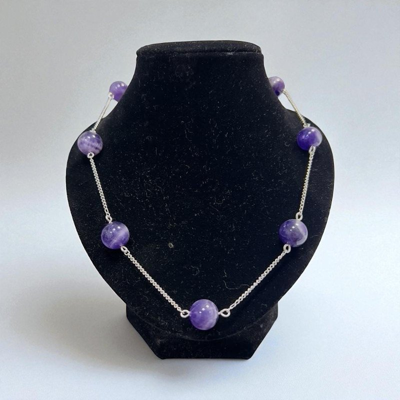 Collar De Amatista Con Siete Esferas En Plata 980