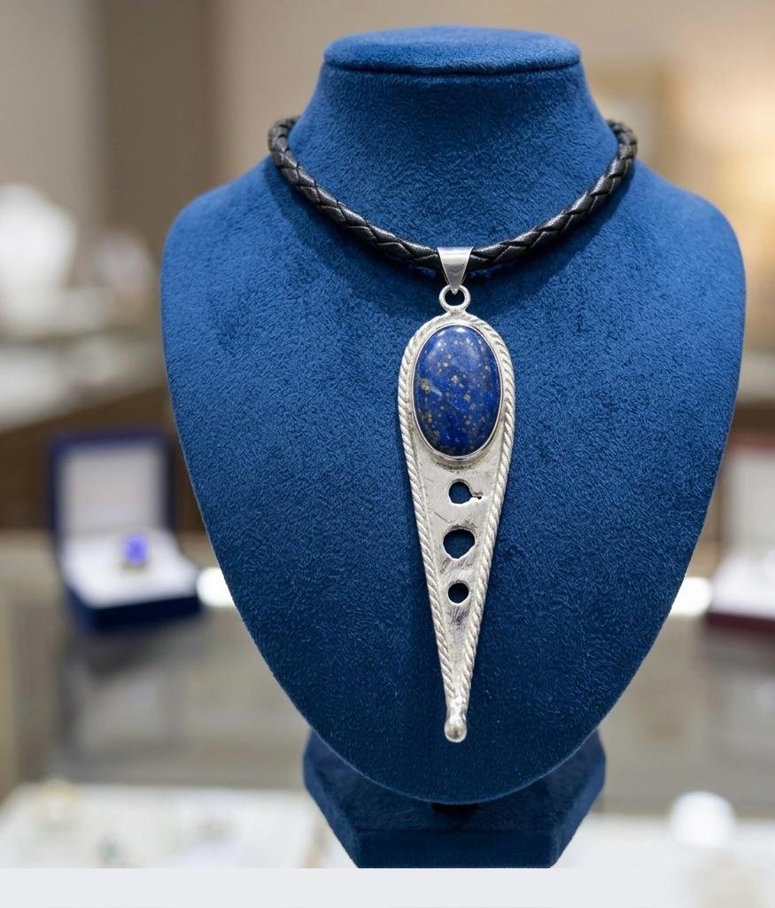 Colgante De Lápiz Lazuli Mas Cadena De Plata 980