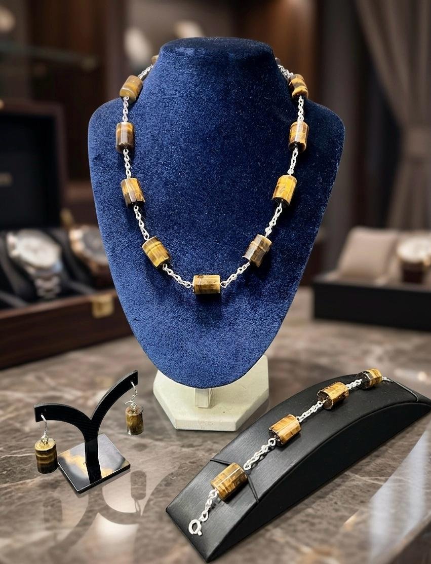 Set De Collar Pulsera Y Aros En Plata 950