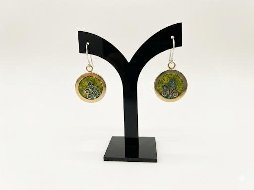 Aros Bronce Y Piedras Reales Ganchos De Plata