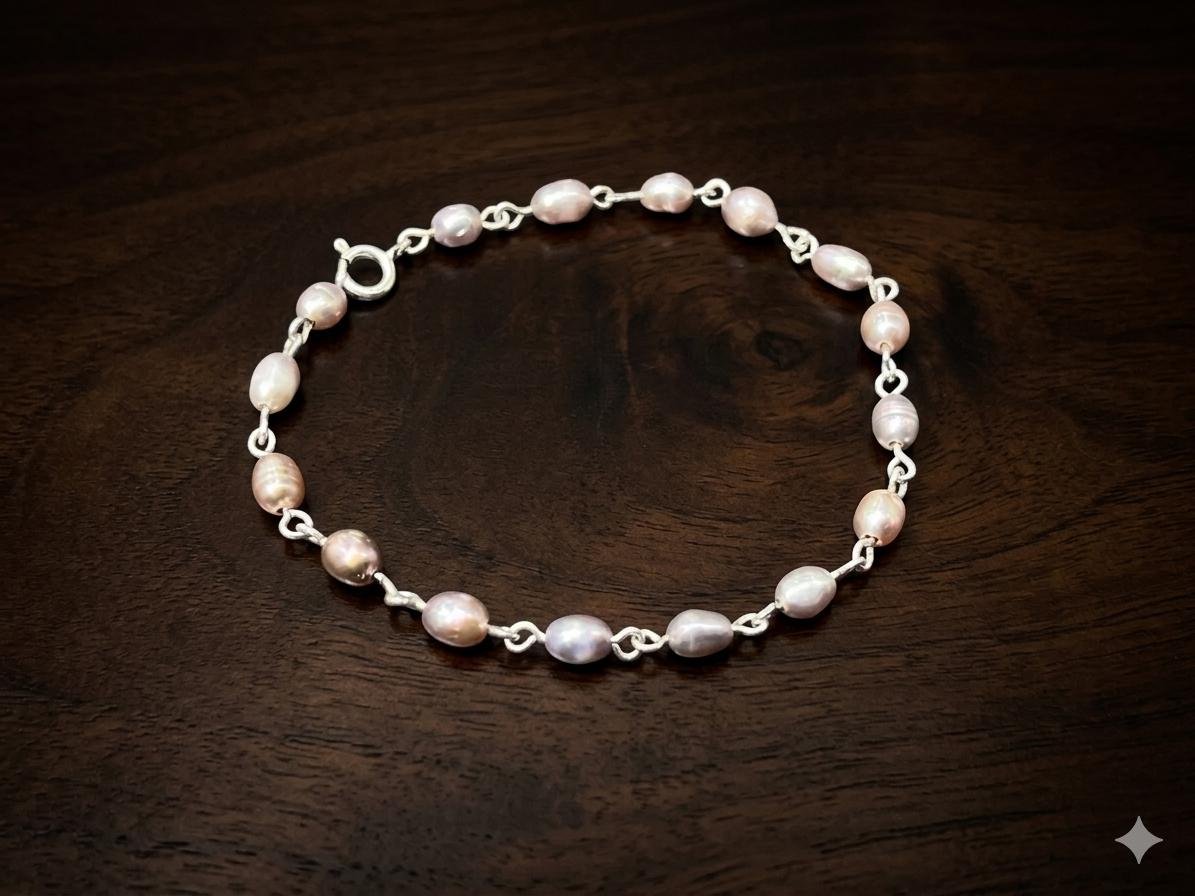 Pulsera perlas de río y broche mosquetón